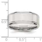 Sterling Silver Rhodium-plated 8mm Brushed Fancy Band