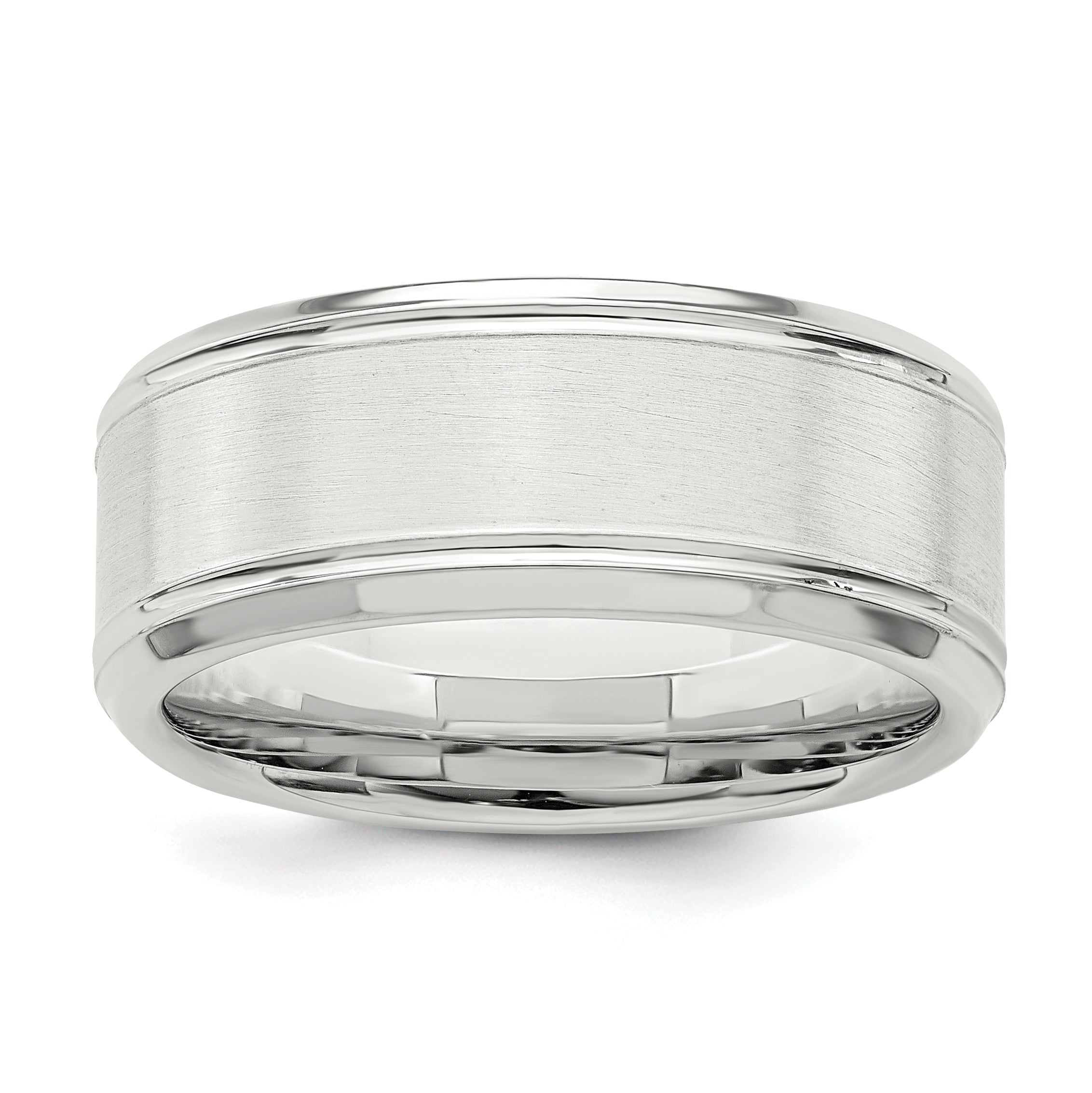 Sterling Silver 6mm Brushed Flat Beveled Edge Fancy Band Size 13.5 Main image