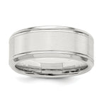 Sterling Silver 6mm Brushed Flat Beveled Edge Fancy Band Size 13.5