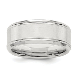 Sterling Silver 6mm Brushed Flat Beveled Edge Fancy Band - Sophia Jewelers