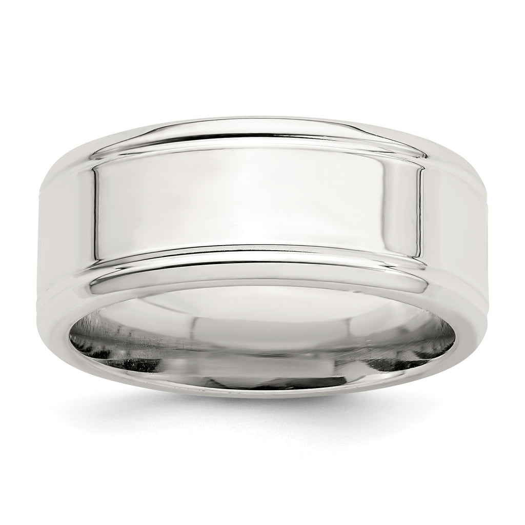 Sterling Silver 6mm Polished Flat Beveled Edge Fancy Band