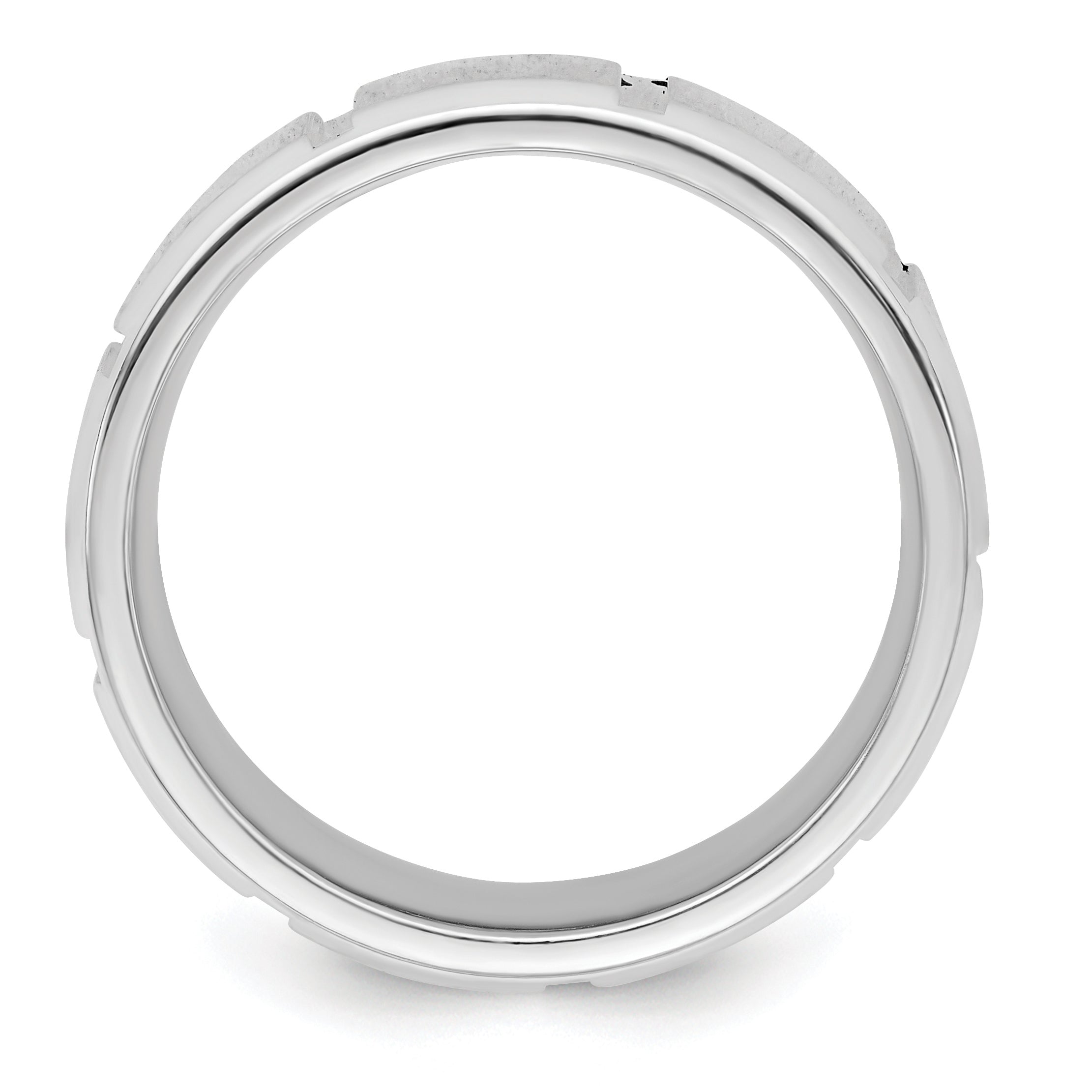 Sterling Silver 8mm Polished Flat Notched Beveled Edge Fancy Band Secondary image