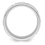 Sterling Silver 8mm Polished Flat Notched Beveled Edge Fancy Band
