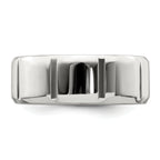 Sterling Silver 8mm Polished Flat Notched Beveled Edge Fancy Band