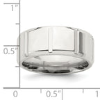 Sterling Silver 8mm Polished Flat Notched Beveled Edge Fancy Band