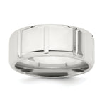 Sterling Silver 8mm Polished Flat Notched Beveled Edge Fancy Band
