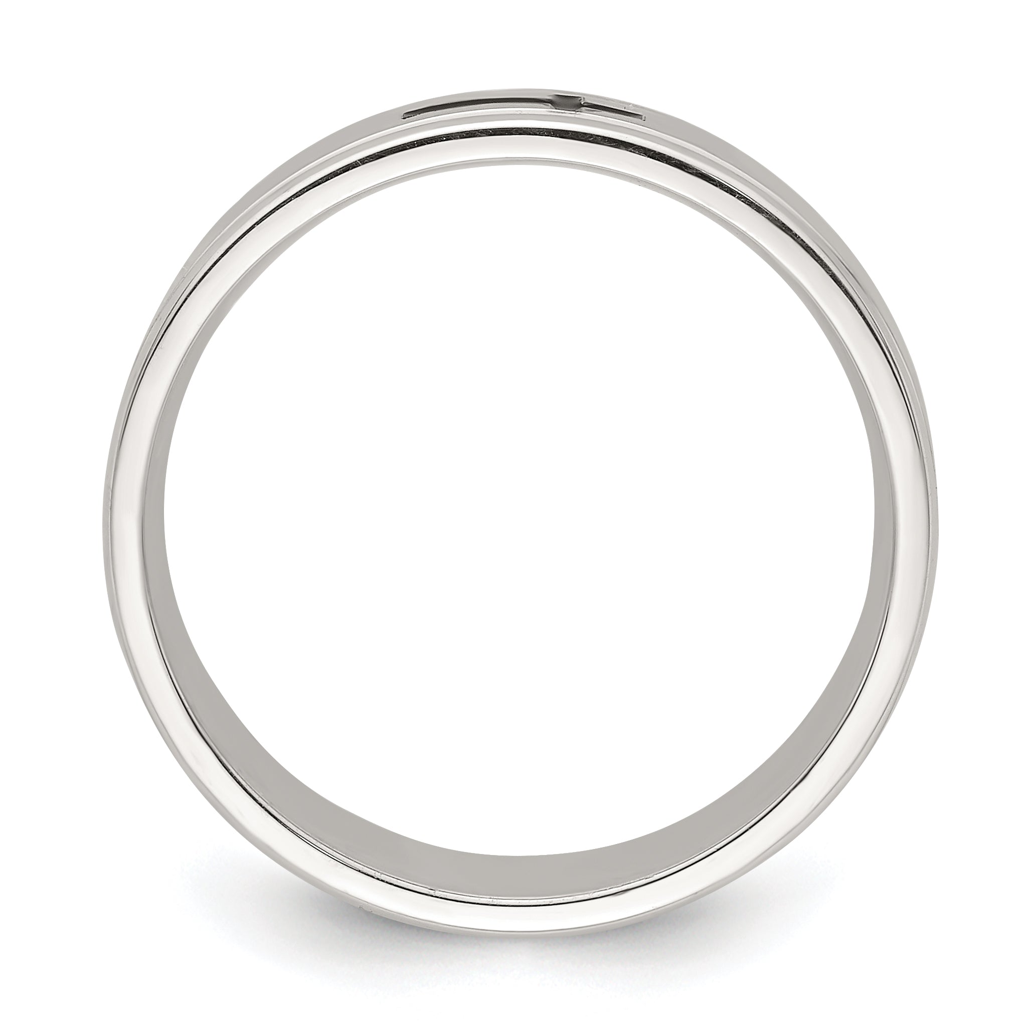 Sterling Silver 6mm Enamel Cross Fancy Band Size 13.5