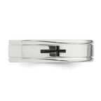 Sterling Silver 6mm Enamel Cross Fancy Band