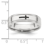 Sterling Silver 6mm Enamel Cross Fancy Band