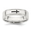 Sterling Silver 6mm Enamel Cross Fancy Band