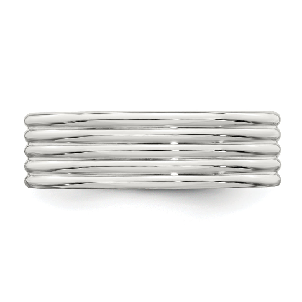 Sterling Silver 7mm Polished 5-Row Fancy Band