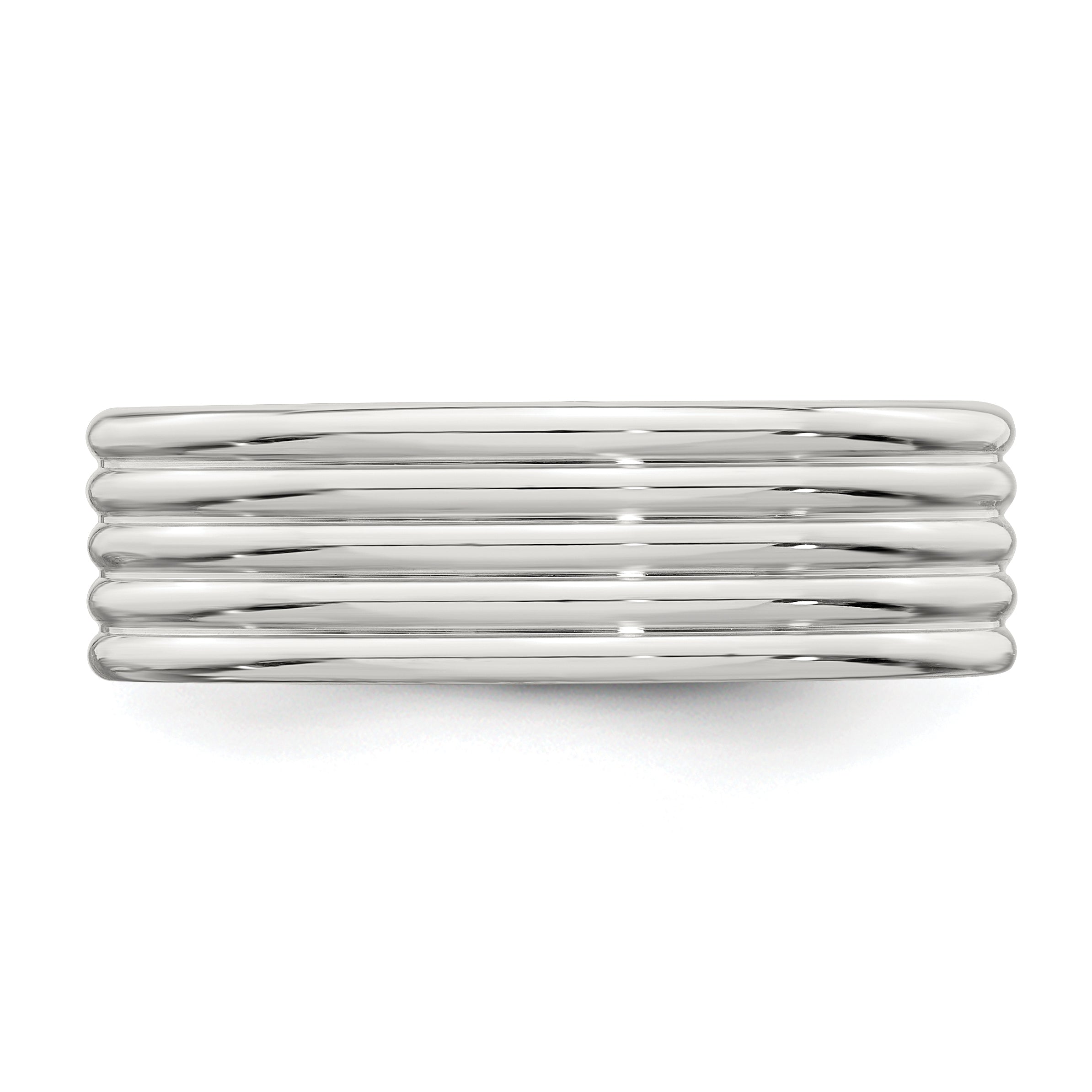 Sterling Silver 7mm Polished 5-Row Fancy Band