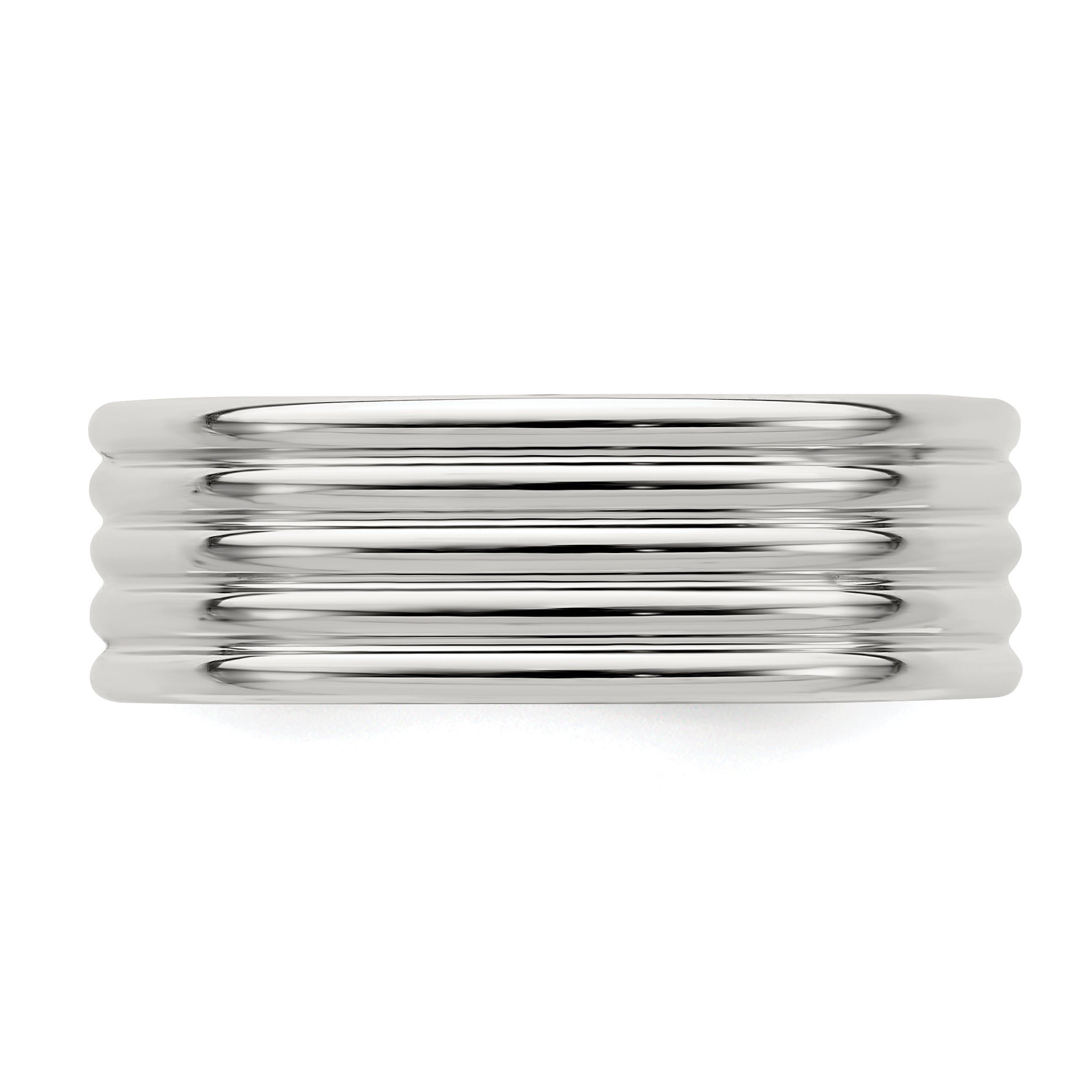 Sterling Silver 7mm Polished 5-Row Fancy Band Size 13.5