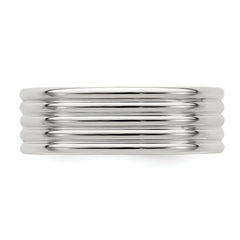 Sterling Silver 7mm Polished 5-Row Fancy Band Size 13.5