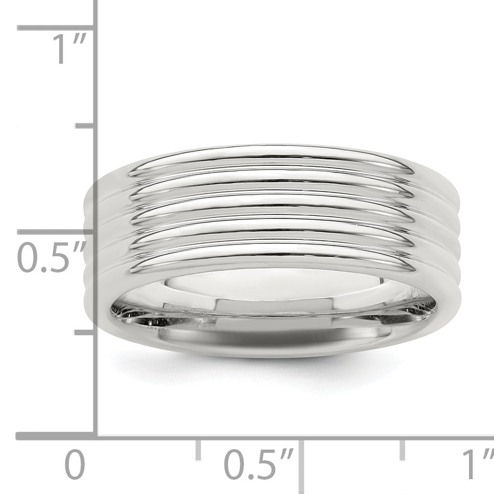Sterling Silver 7mm Polished 5-Row Fancy Band