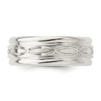 Sterling Silver 7mm Polished Intertwined Band