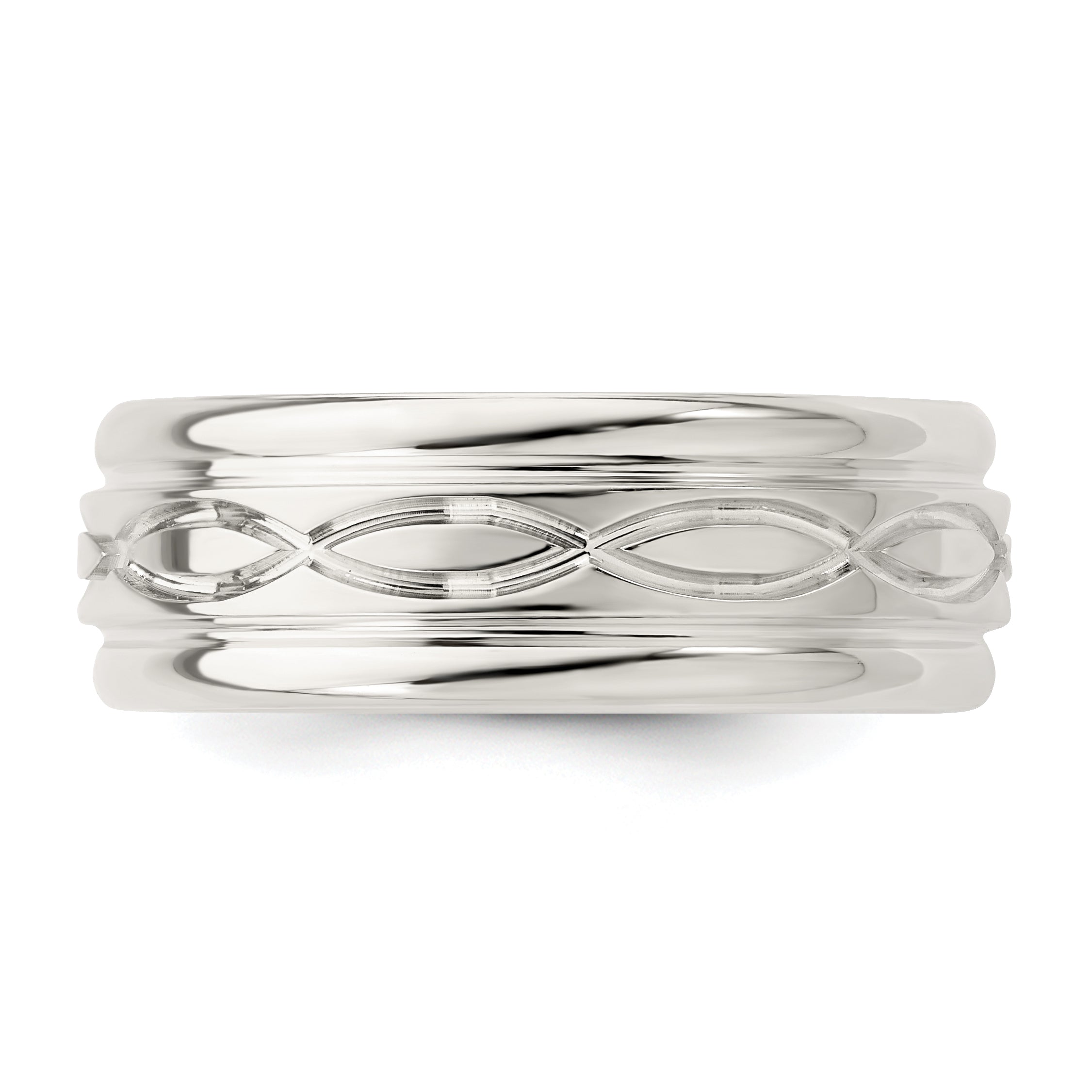Sterling Silver 7mm Polished Intertwined Band