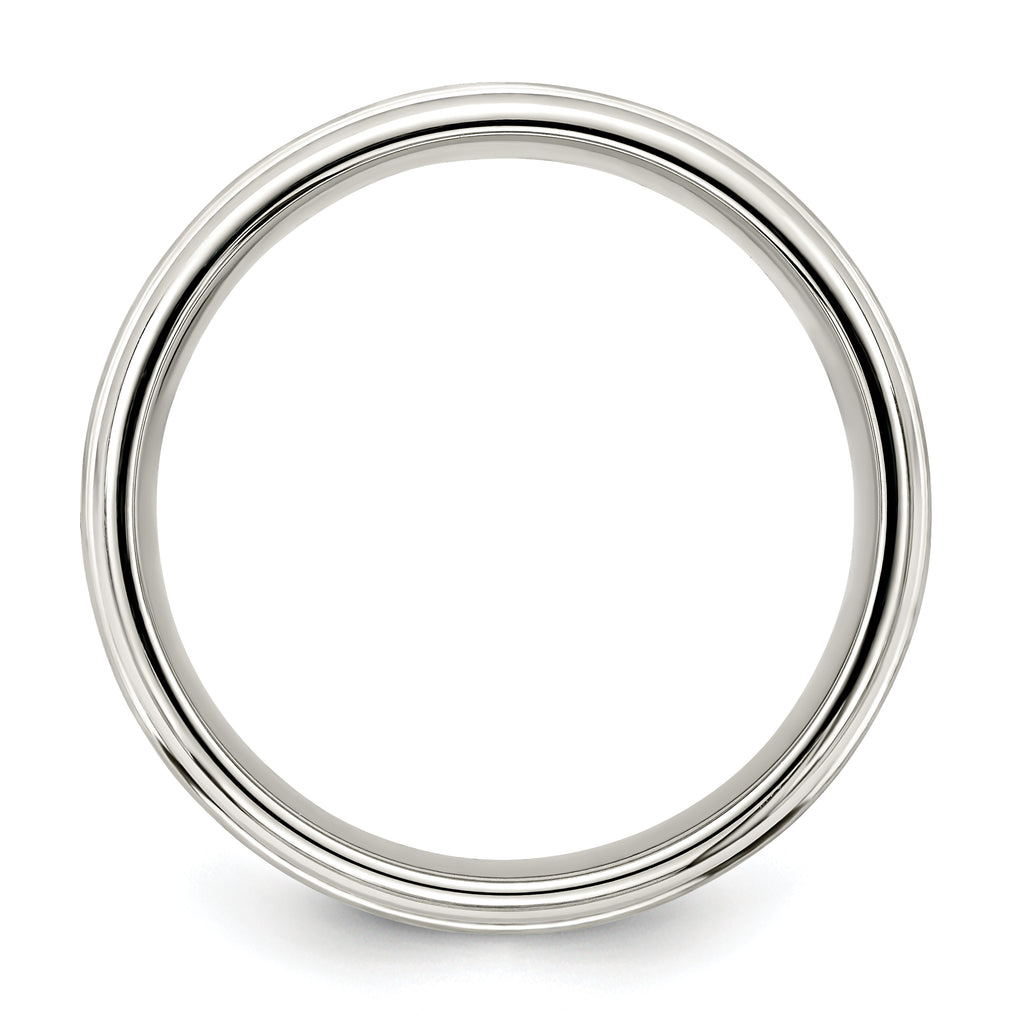Sterling Silver 7mm Brushed Flat Intertwined Design Beveled Edge Fancy Band