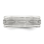 Sterling Silver 7mm Brushed Flat Intertwined Design Beveled Edge Fancy Band
