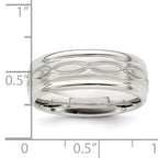 Sterling Silver 7mm Brushed Flat Intertwined Design Beveled Edge Fancy Band