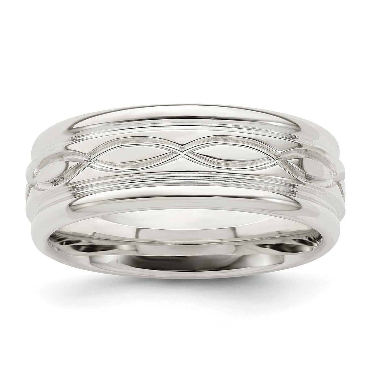 Sterling Silver 7mm Polished Intertwined Band, Size 6–13.5 - Sophia Jewelers Main image