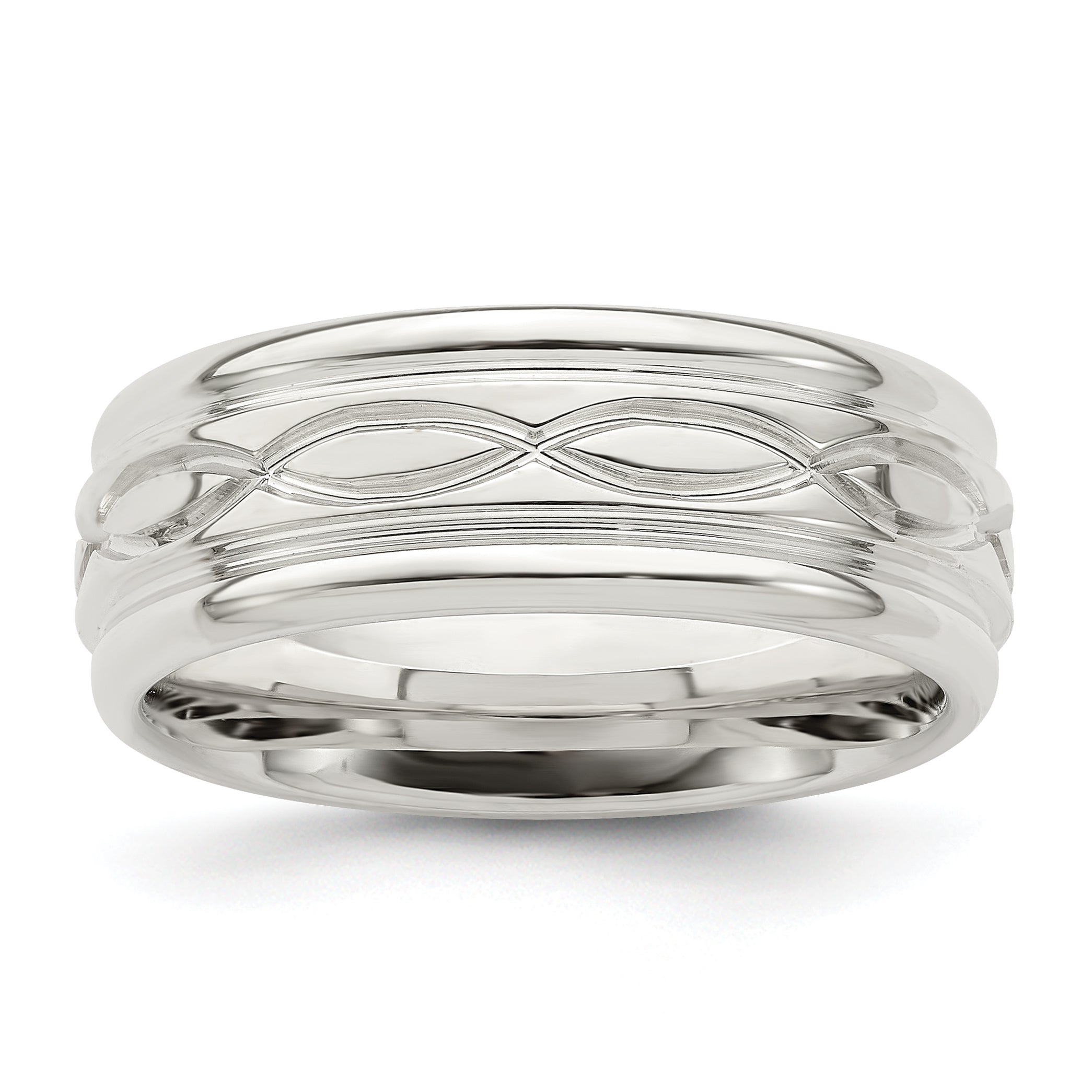 Sterling Silver 7mm Polished Intertwined Band Main image