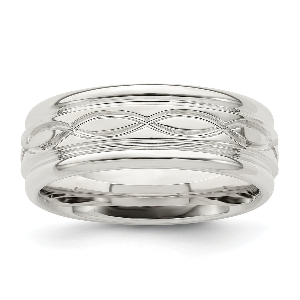 Sterling Silver 7mm Polished Intertwined Band