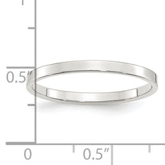 Sterling Silver Rhodium-plated 2mm Flat Size 13.5 Band
