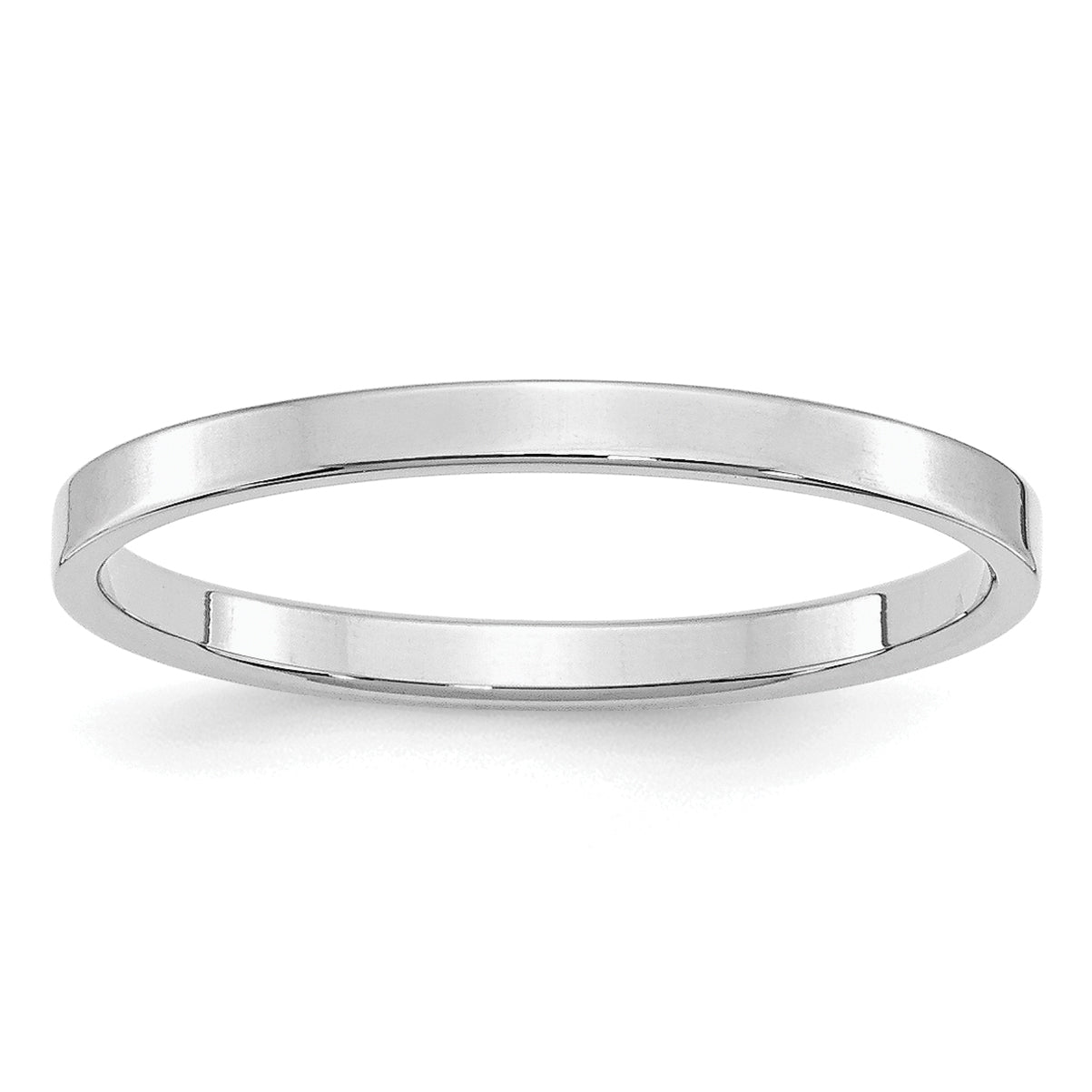 Sterling Silver Rhodium-plated 2mm Flat Size 9 Band