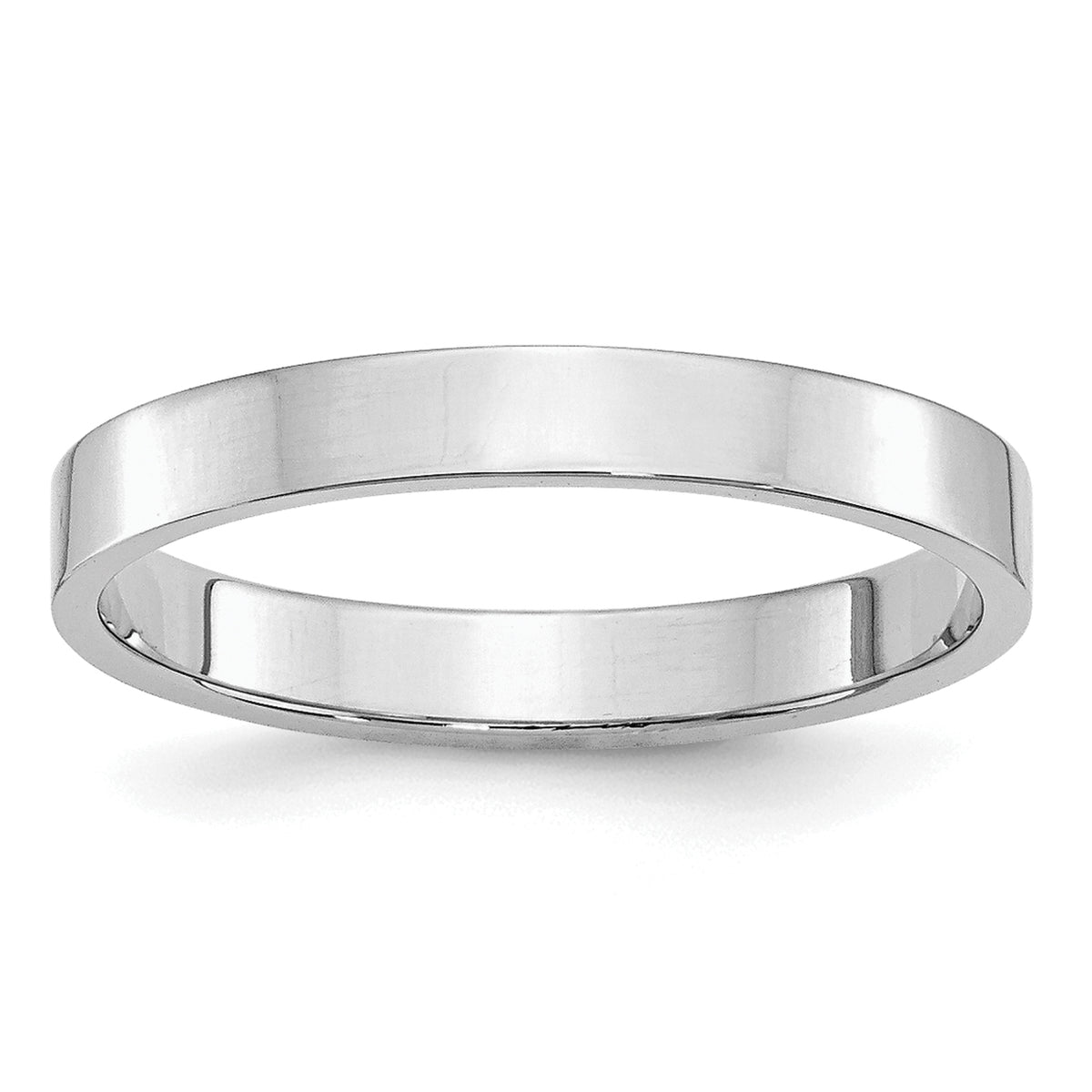 Sterling Silver Rhodium-Plated 3mm Flat Size 9.5 Band