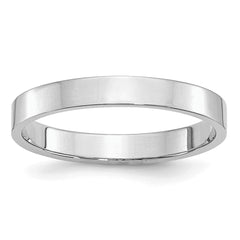 Sterling Silver Rhodium-Plated 3mm Flat Size 9.5 Band