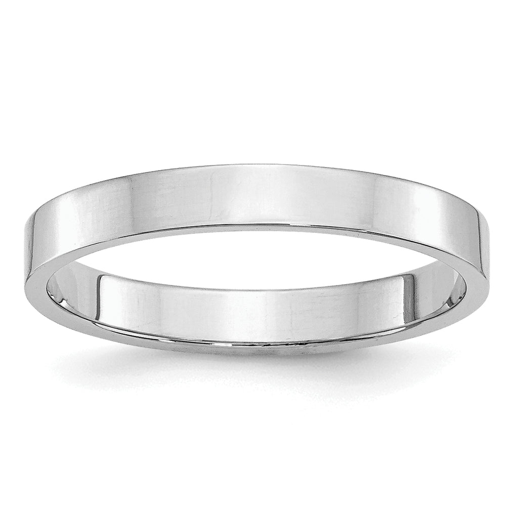 Sterling Silver Rhodium-plated 3mm Flat Size 8 Band