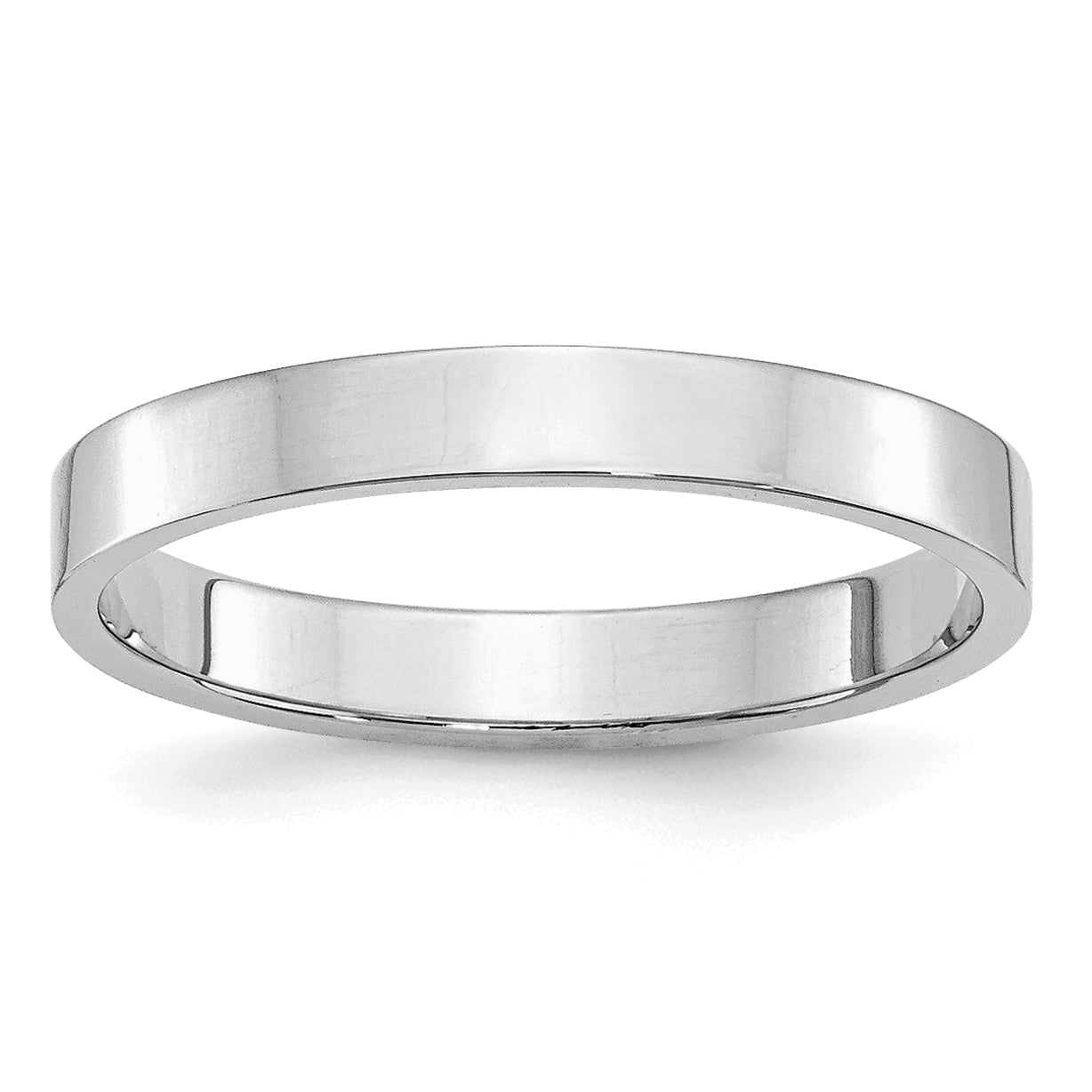 Sterling Silver Rhodium-plated 3mm Flat Size 8 Band