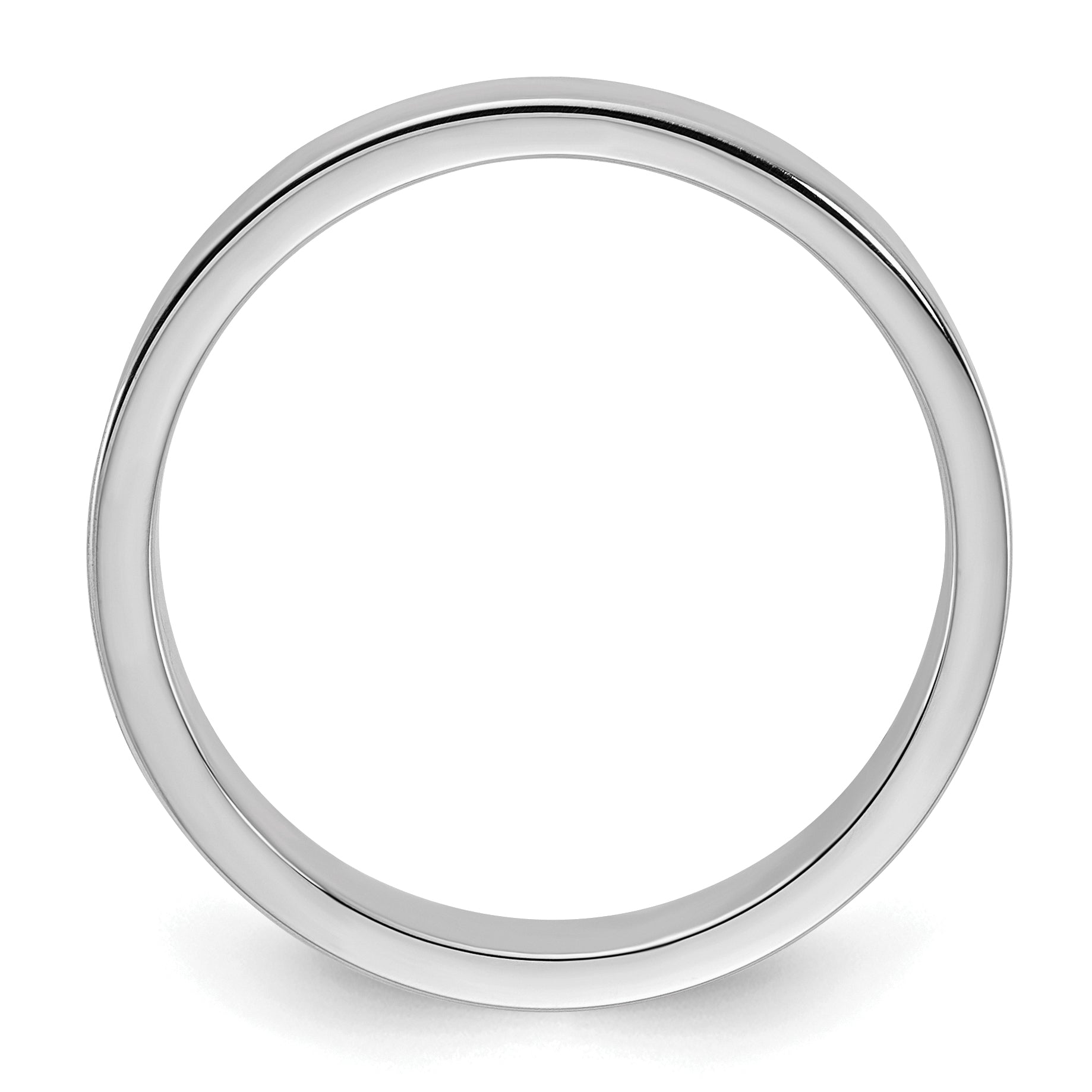Sterling Silver Rhodium-plated 4mm Flat Size 4 Band