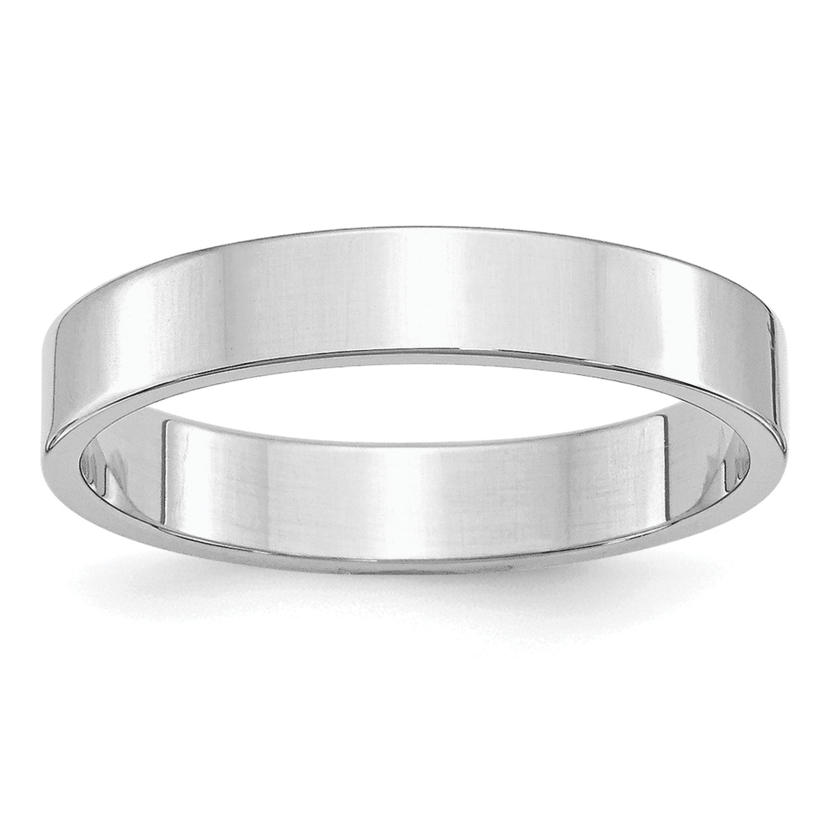 Sterling Silver Rhodium-Plated 4mm Flat Size 9.5 Band