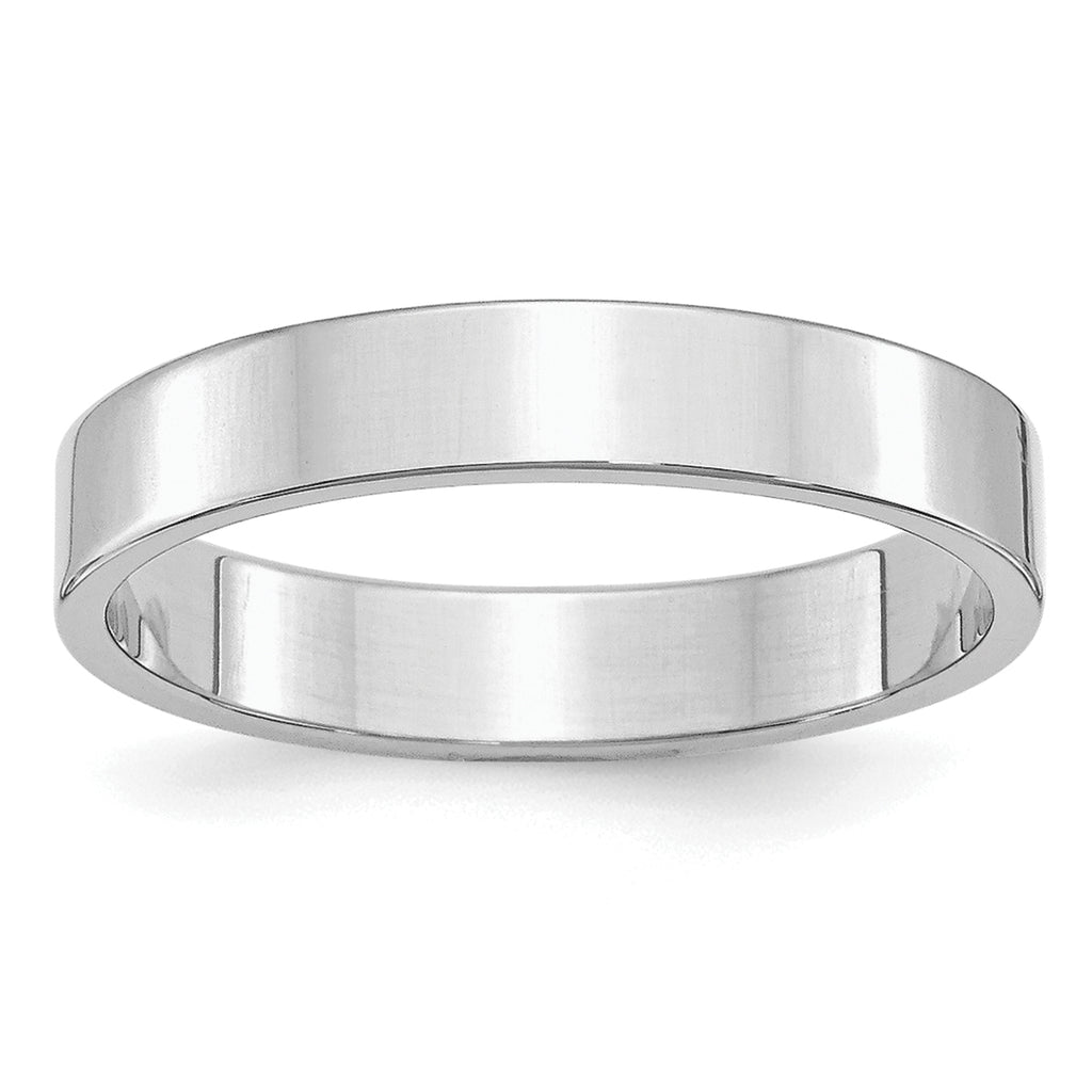 Sterling Silver Rhodium-plated 4mm Flat Size 4 Band