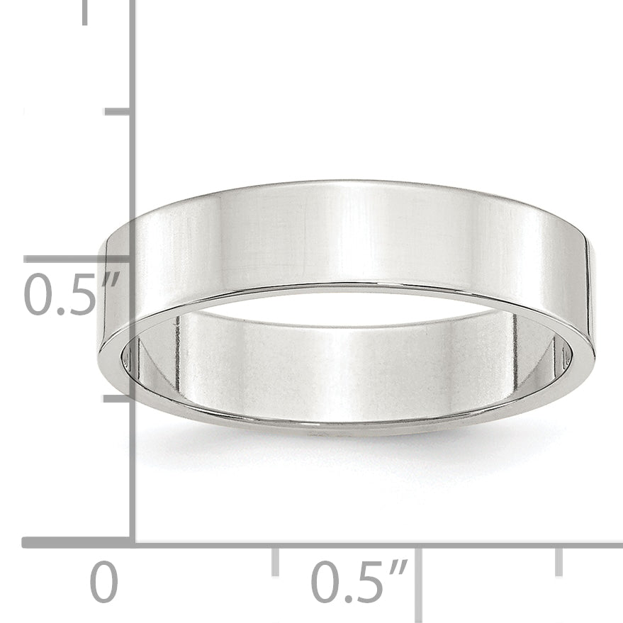 Sterling Silver Rhodium-plated 5mm Flat Size 13.5 Band