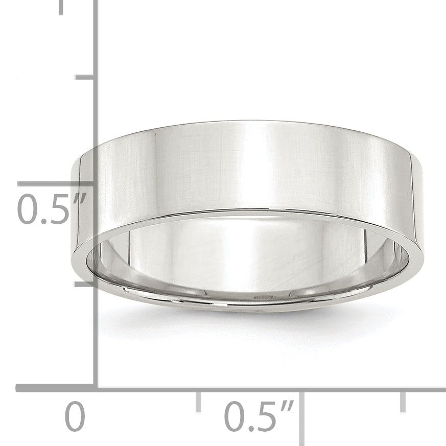 Sterling Silver Flat Wedding Band 6mm