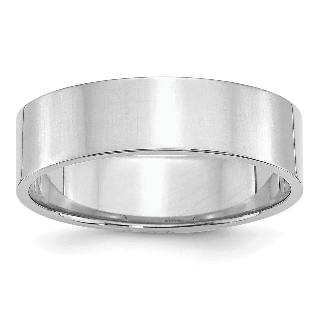 Sterling Silver Rhodium-plated 6mm Flat Size 6 Band