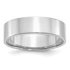 Sterling Silver Rhodium-plated 6mm Flat Size 6 Band