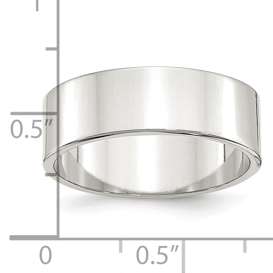 Sterling Silver Rhodium-plated 7mm Flat Size 13.5 Band
