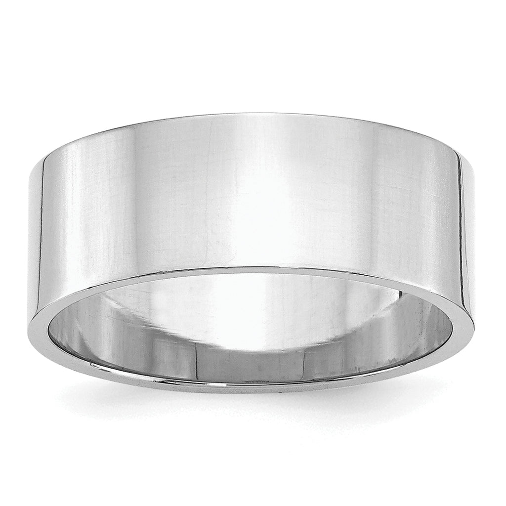 Sterling Silver Rhodium-Plated Flat Wedding Band 8mm