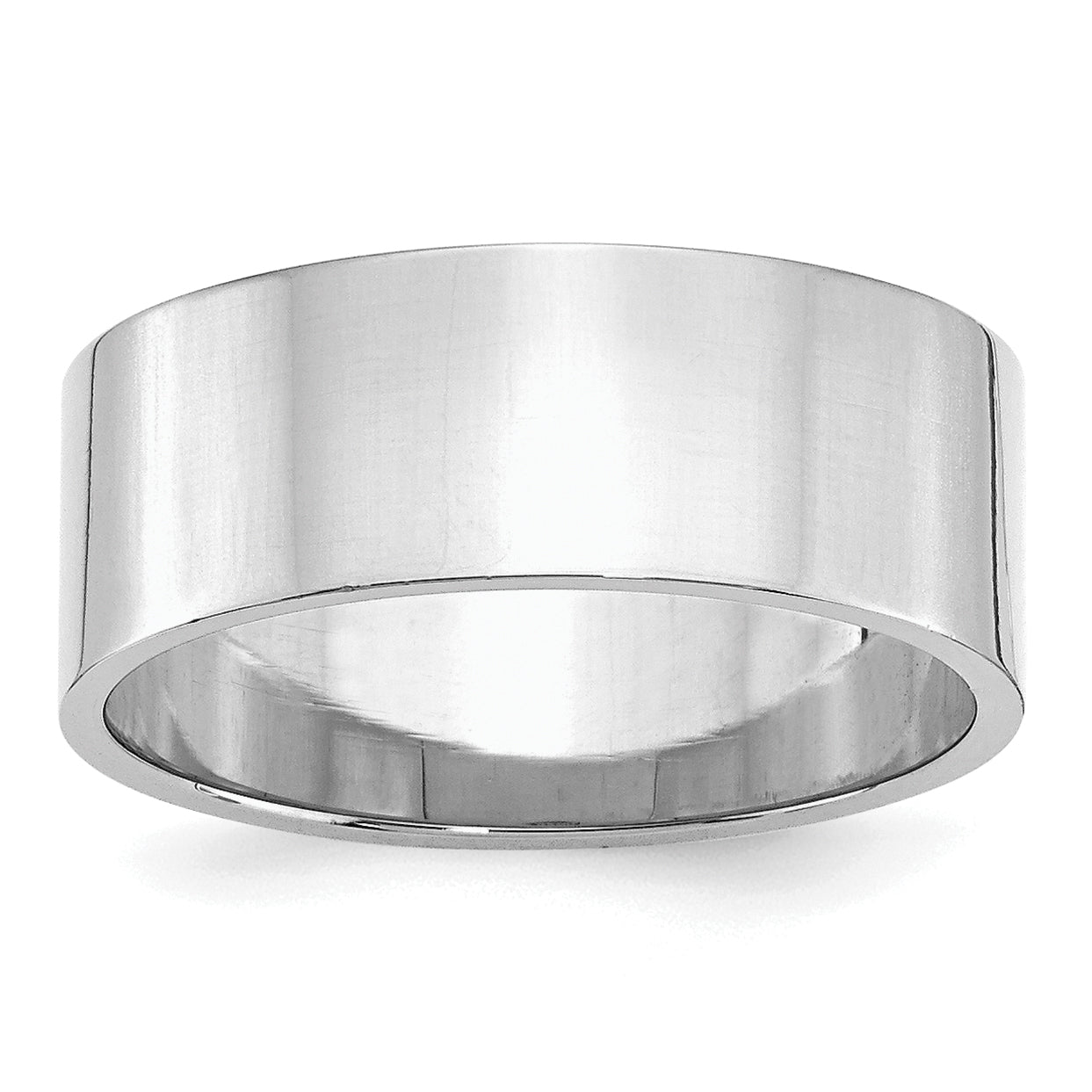 Sterling Silver Rhodium-Plated 8mm Flat Size 9.5 Band