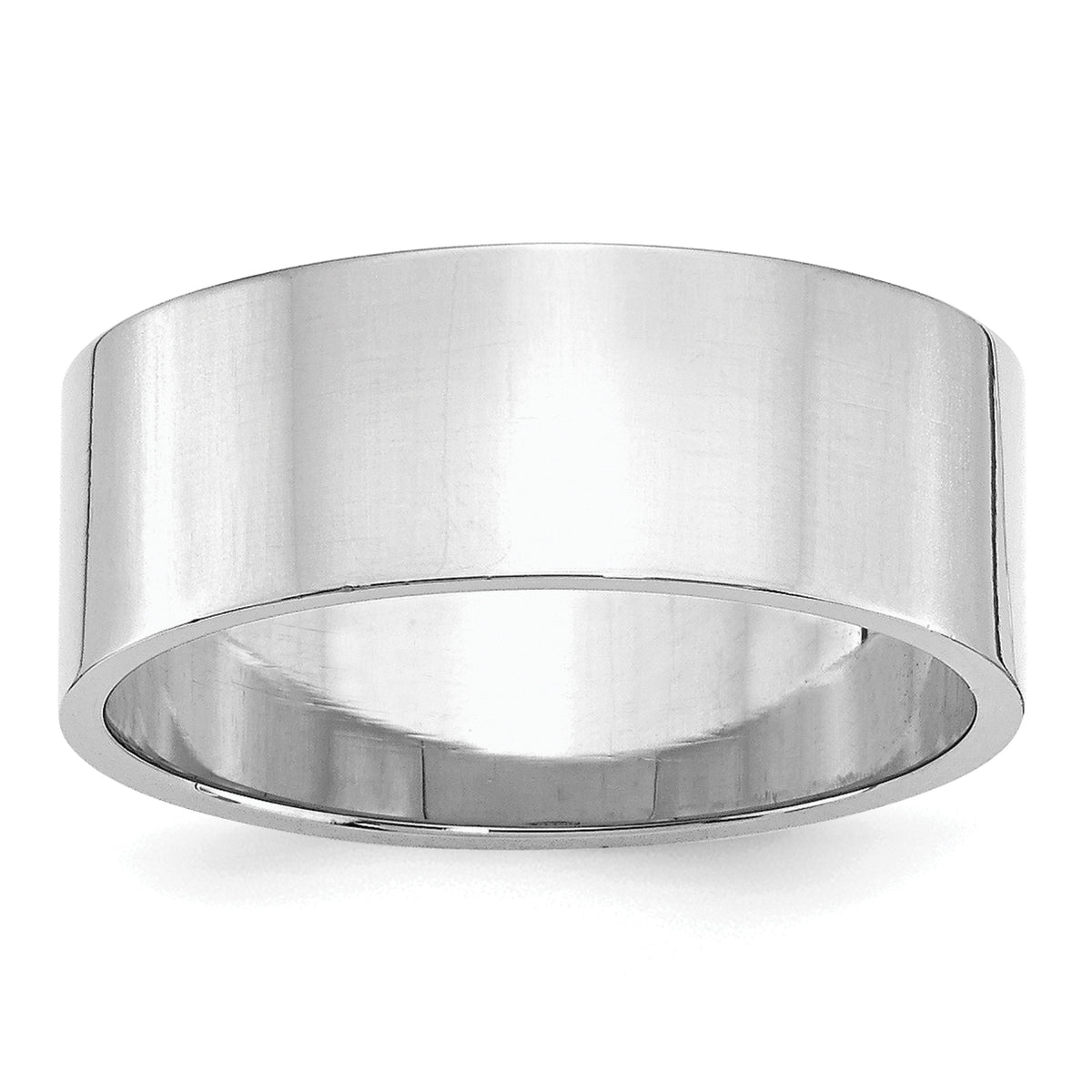Sterling Silver Rhodium-Plated 8mm Flat Size 9.5 Band