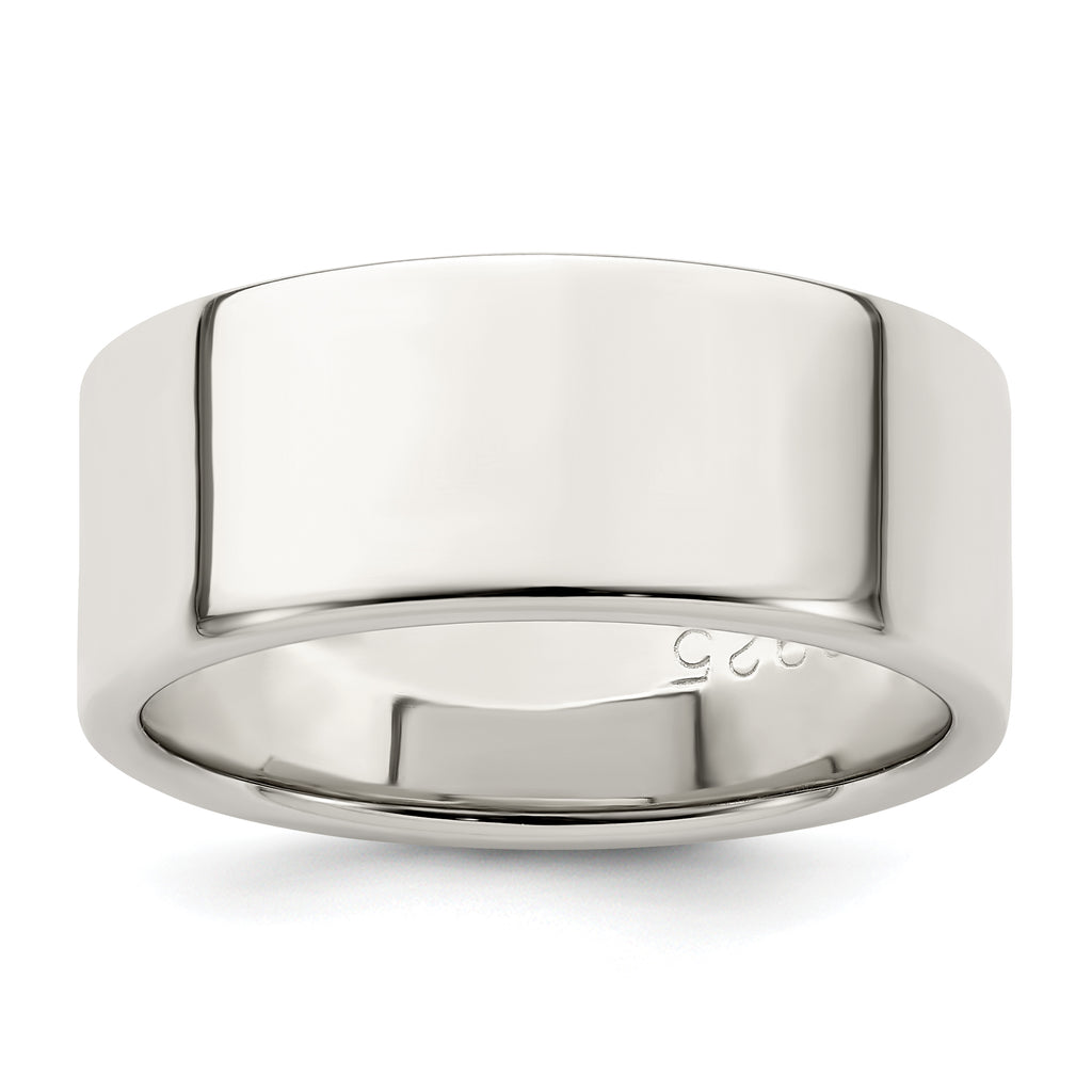Sterling Silver Flat Wedding Band 8mm