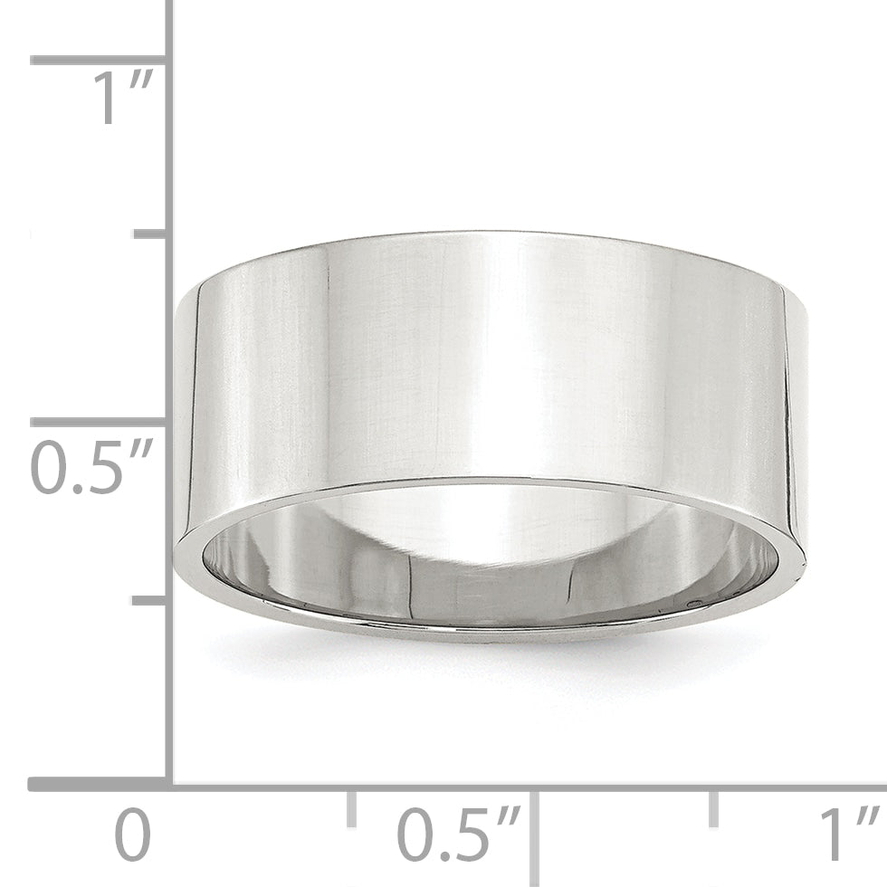 Sterling Silver Flat Wedding Band 9mm