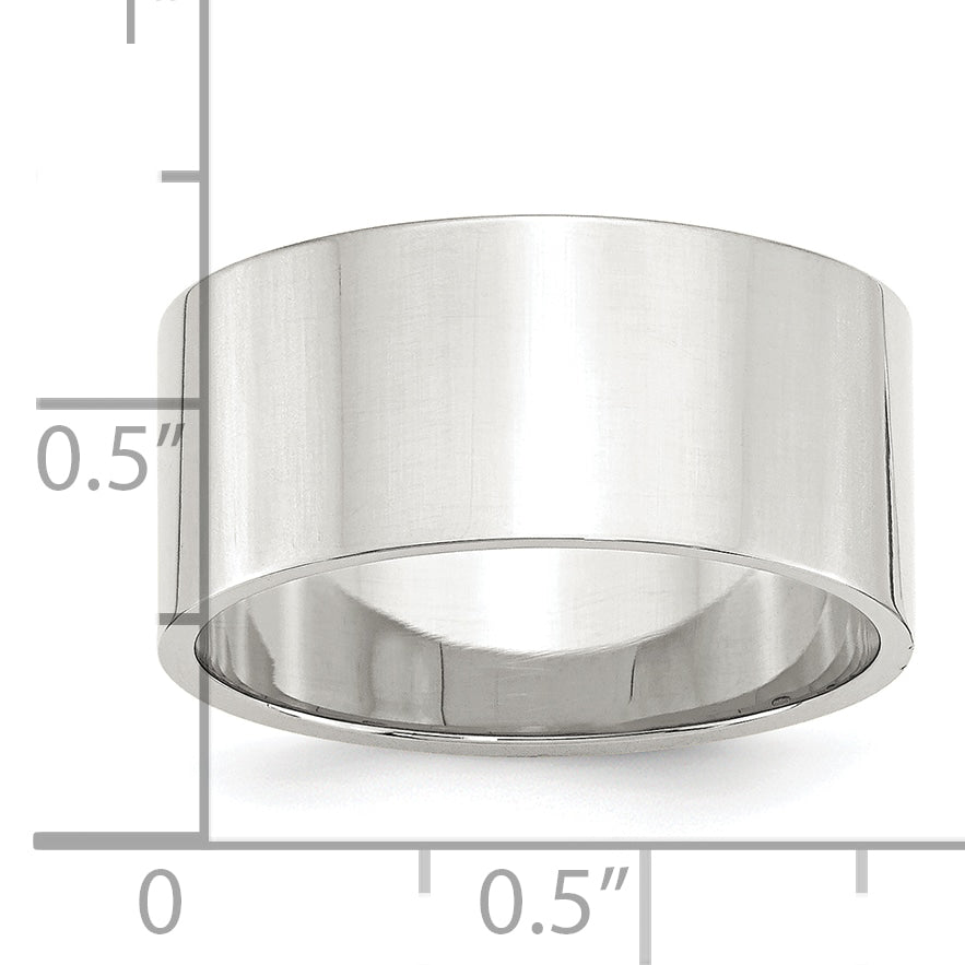 Sterling Silver 10mm Lightweight Flat Size 13 Band
