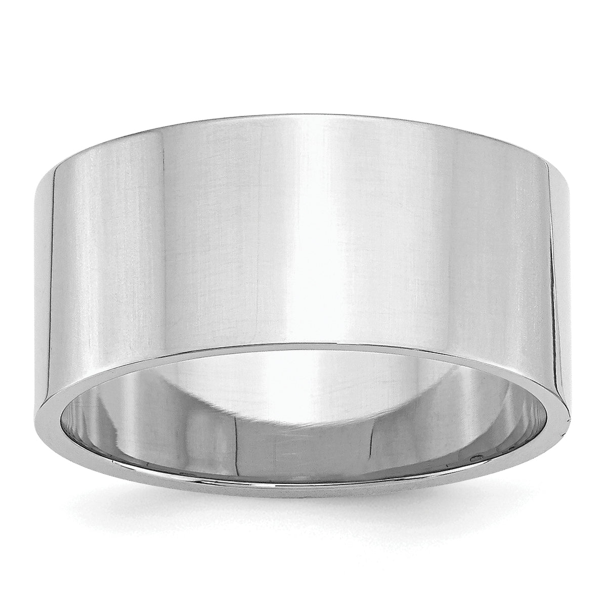 Sterling Silver Rhodium-Plated 10mm Flat Size 9.5 Band