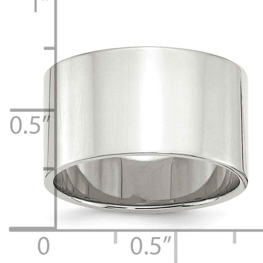 Sterling Silver Flat Wedding Band 12mm