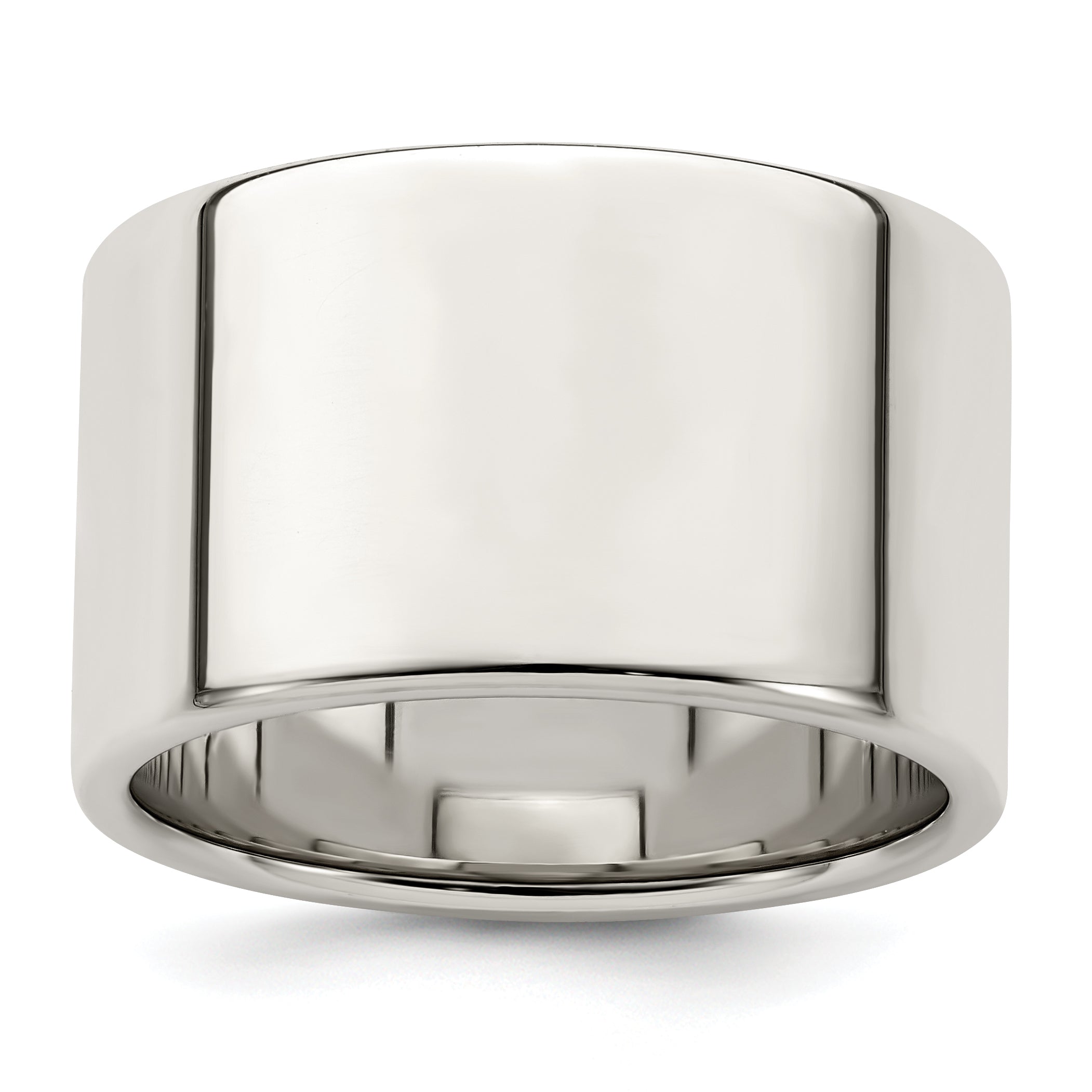 Sterling Silver Flat Wedding Band 12mm